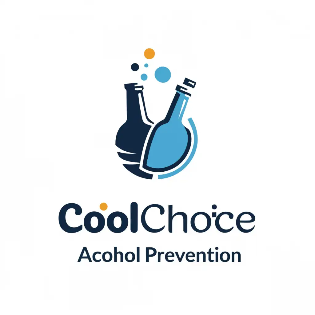 a logo design,with the text "CoolChoice alcohol prevention", main symbol:Alcohol bottle,Moderate,clear background
