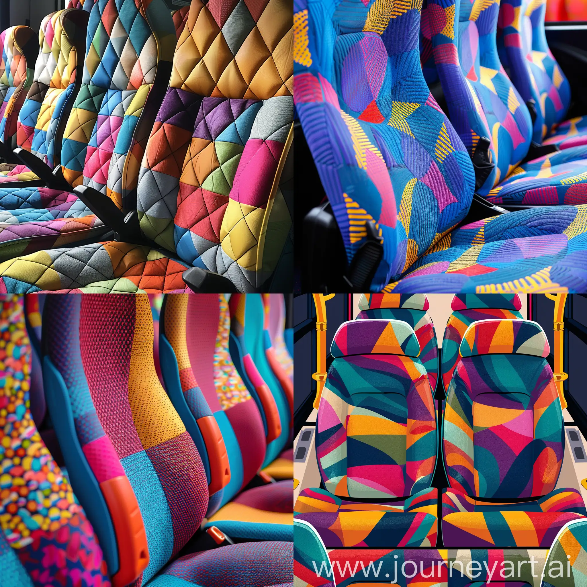 Colorful bus seat pattern as seamless texture 