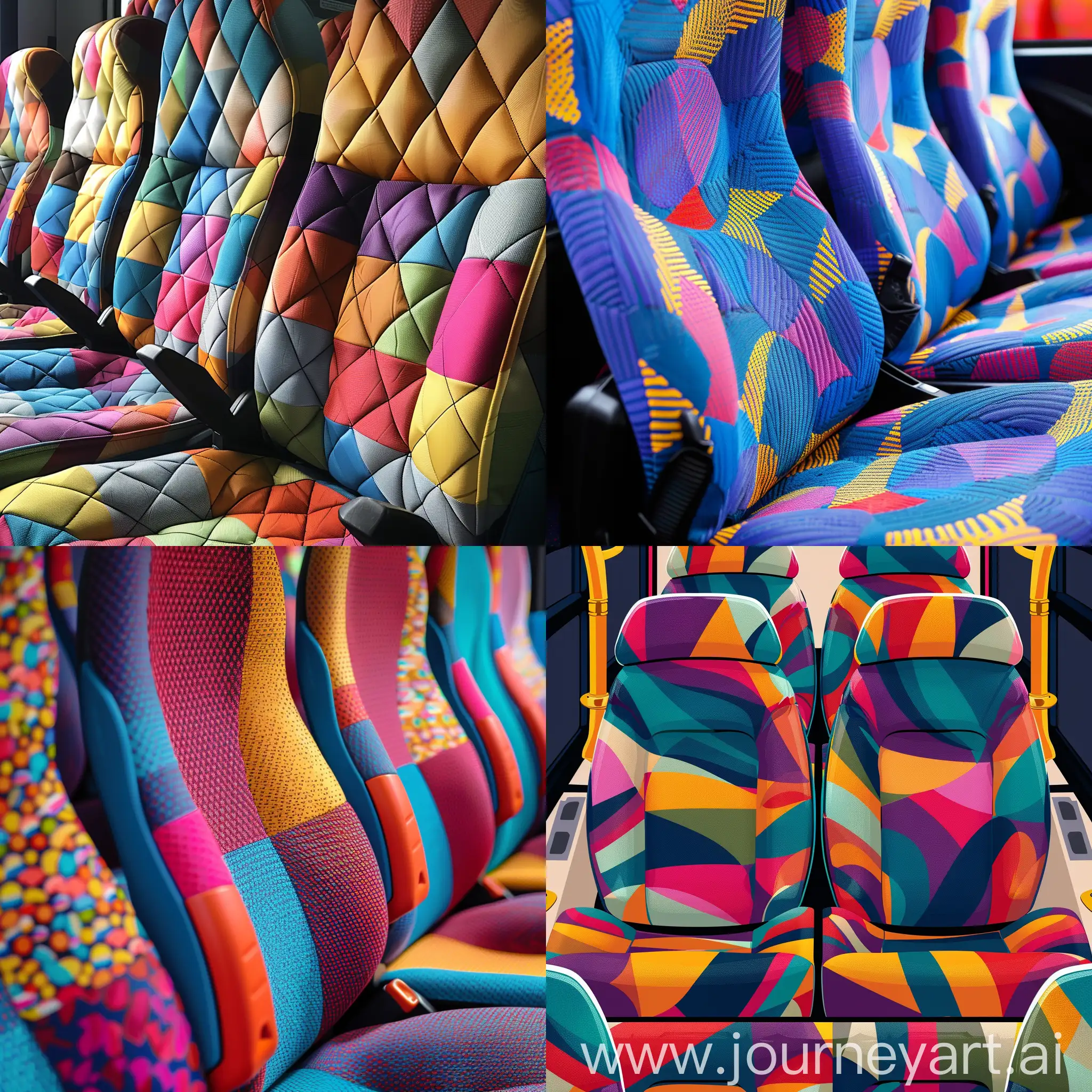 Vibrant Seamless Texture of Colorful Bus Seat Pattern | JourneyArt