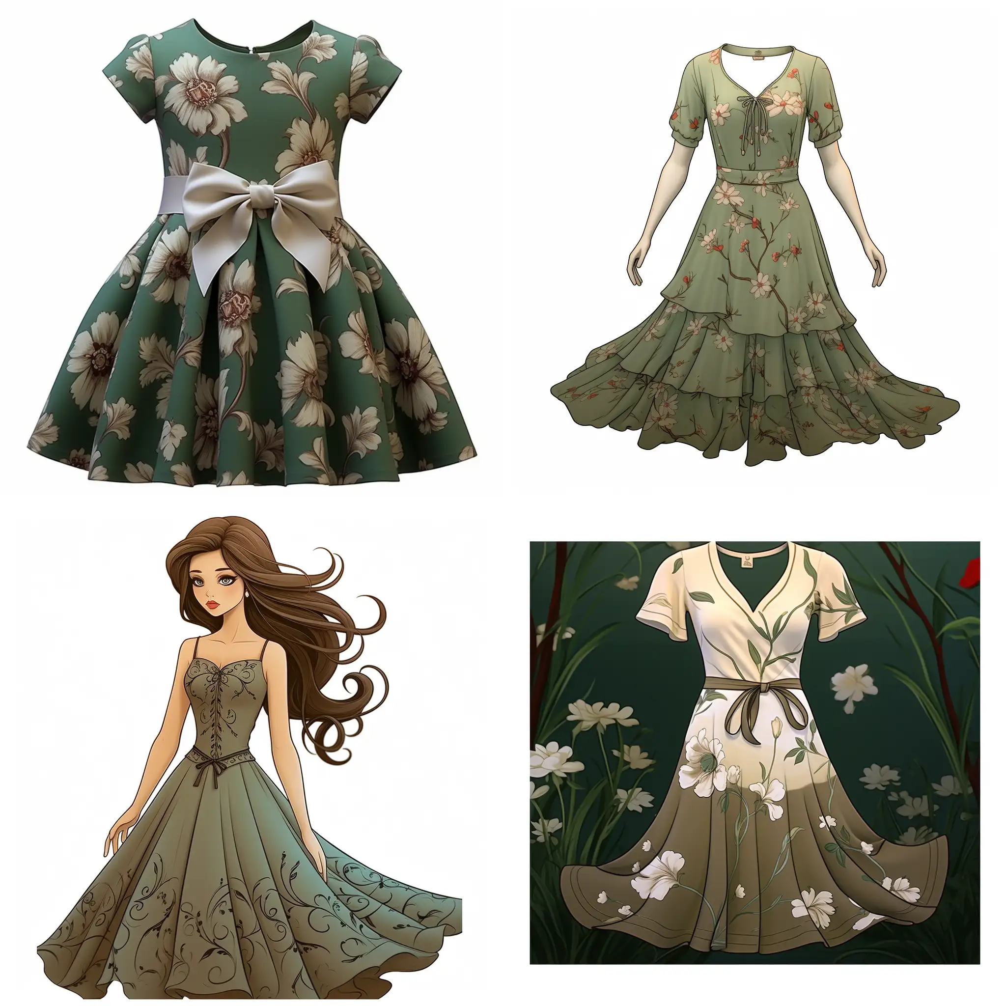 Elegant-Summer-Fashion-Green-Dress-with-Patterns-Reference-Sheet