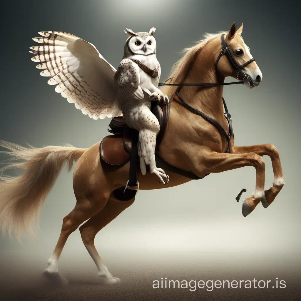 owl riding a horse