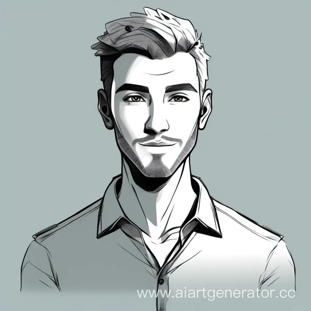 Рисованный персонаж для аватара в социальной сети, мужского пола