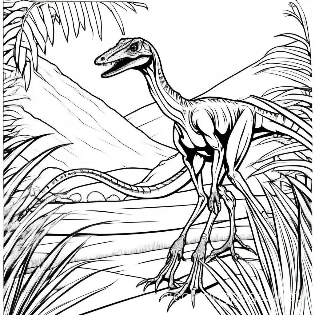 Simple-Compsognathus-Coloring-Page-with-Ample-White-Space