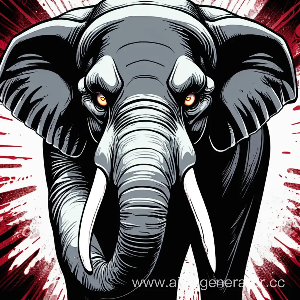 Comic-Style-Image-Bewitching-Gaze-of-the-Elephant-with-Evil-Eyes