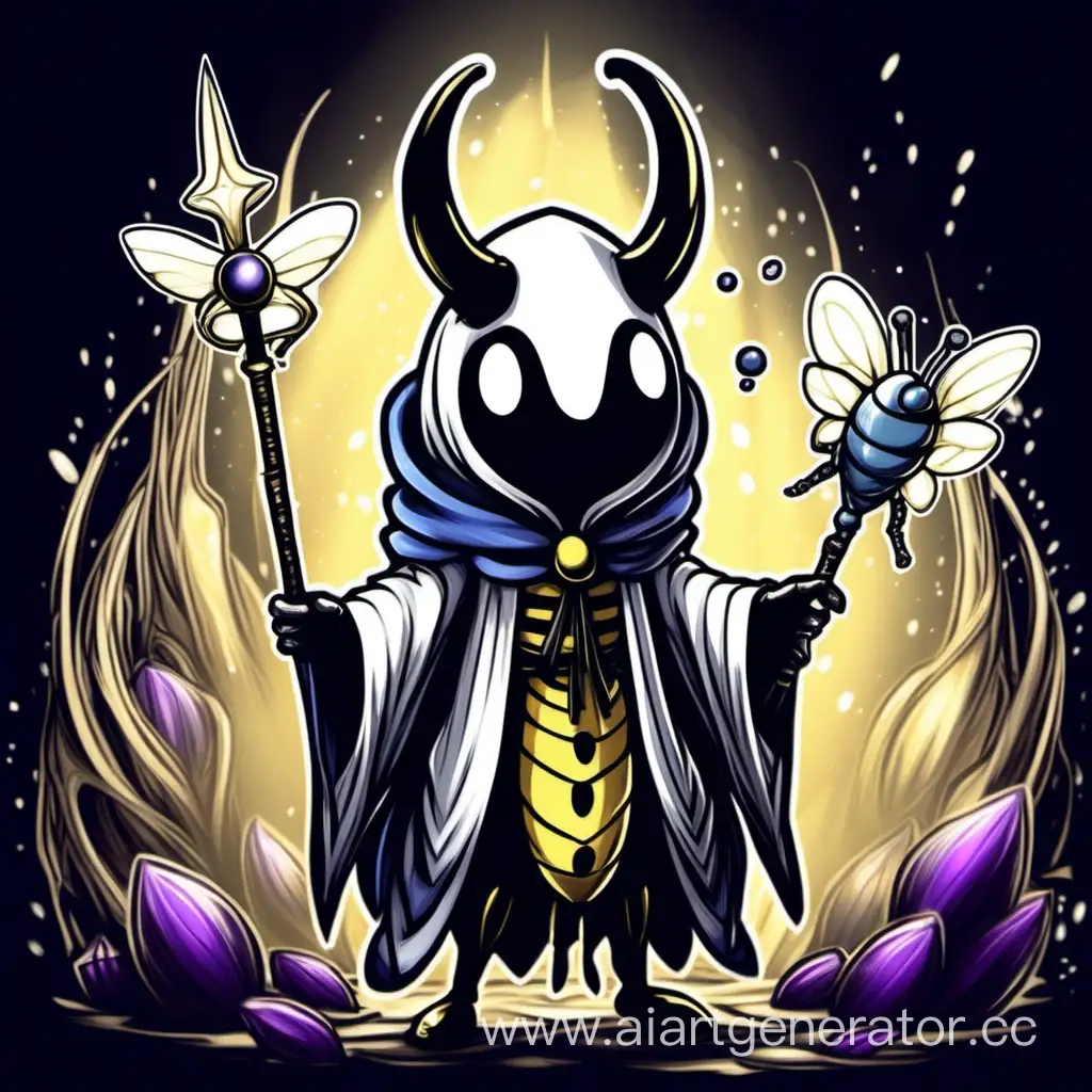 Hollow knight  False Knight
mage bee with wand
