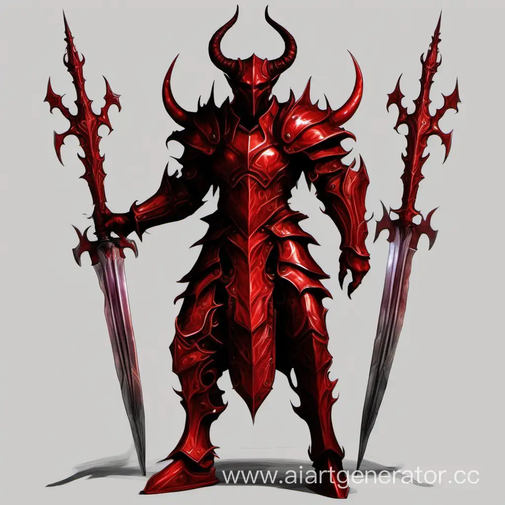 Powerful-Red-Living-Armor-Commanding-Elemental-Swords