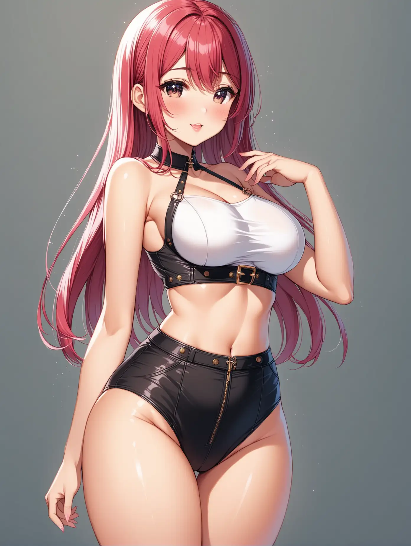 Sensually Dressed Waifu with Petite Waist and Voluptuous Curves