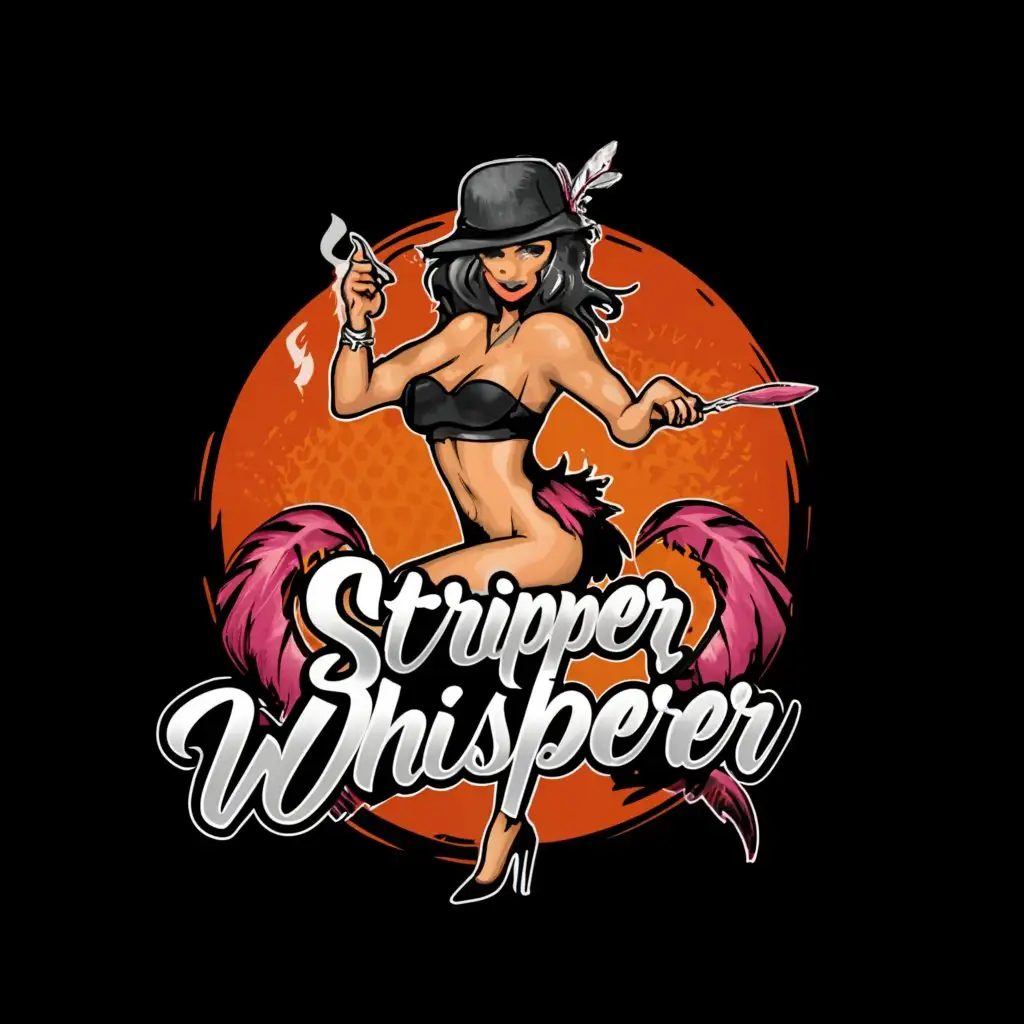 a logo design,with the text "STRIPPER WHISPERER", main symbol:SEXY FEMALE nude STRIPPER,complex,be used in Entertainment industry,clear background