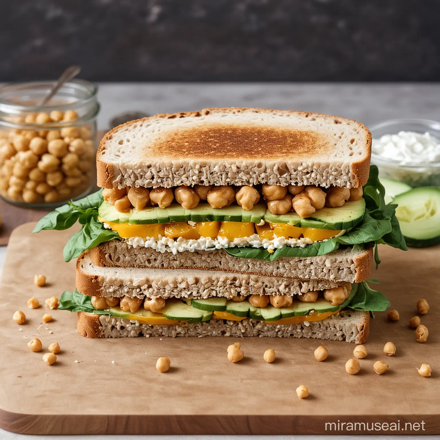 Healthy Vegan Chickpea Sunflower Sandwich Recipe