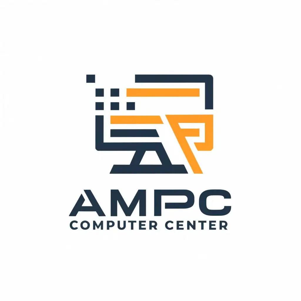 a logo design,with the text "AMPC COMPUTER CENTER", main symbol:COMPUTER,Moderate,clear background