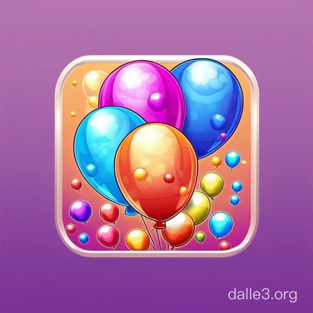 icon 512x512 resolution for a game, game about popping bubbles and balloons 2d