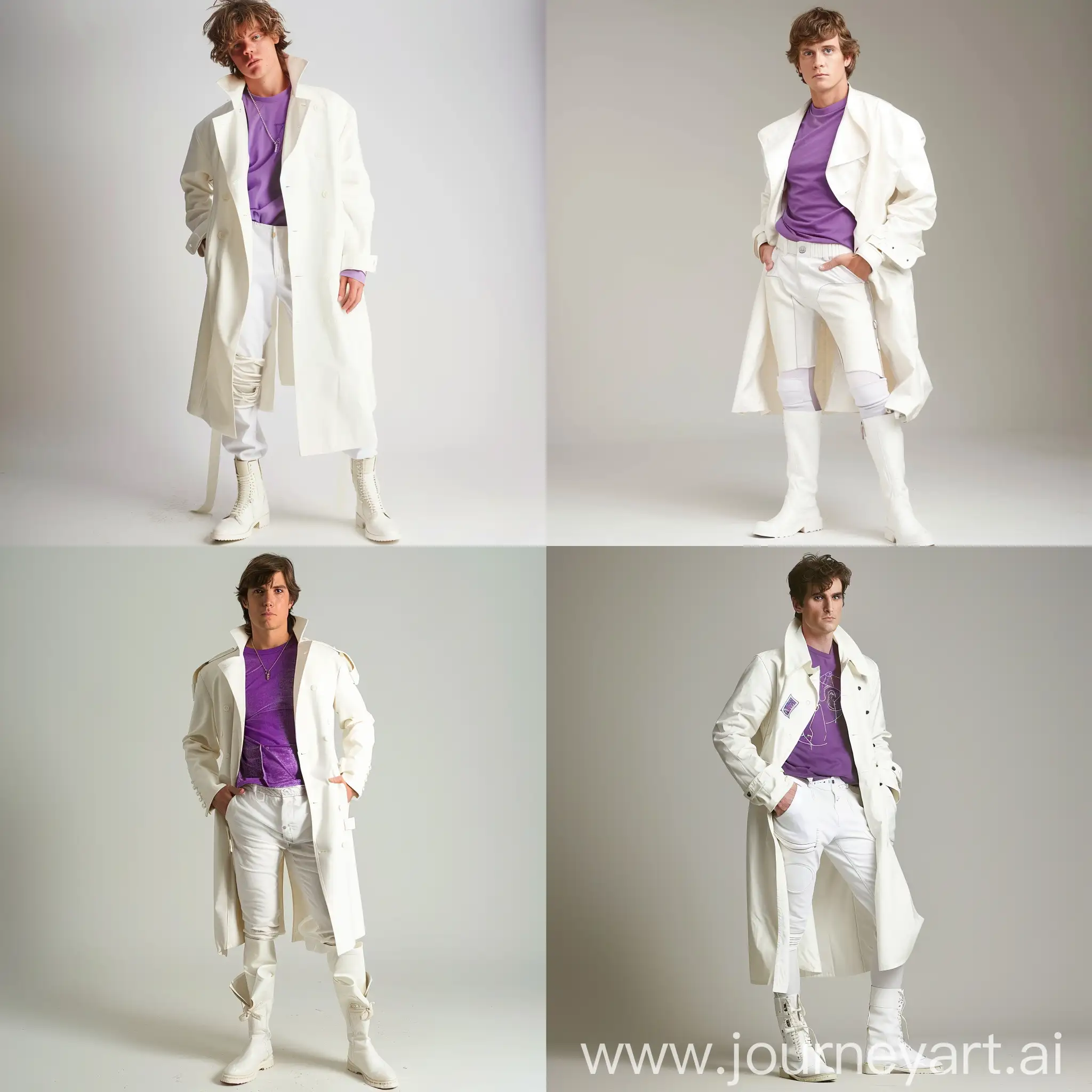 Stylish-Young-Man-in-White-Coat-and-Purple-TShirt-Fashion-Portrait