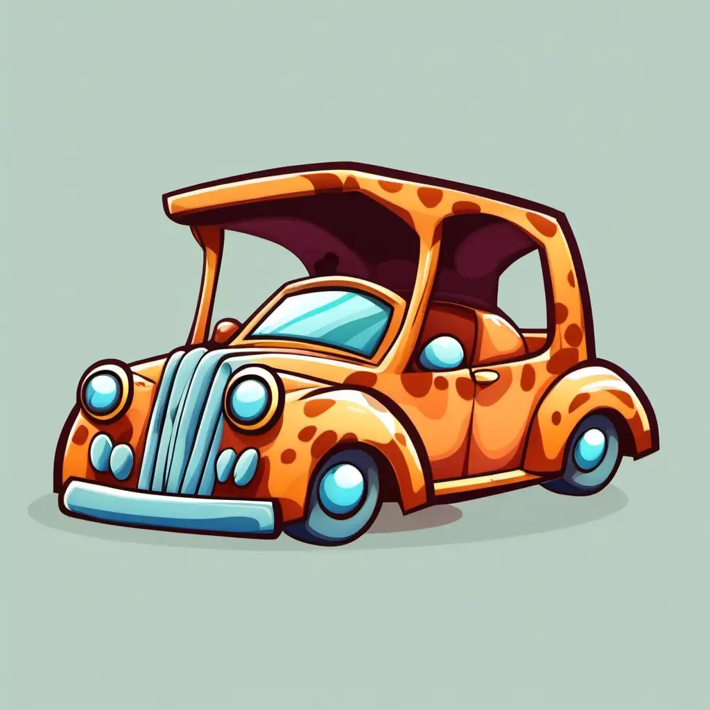 Flintstones Cartoon Car Icon on Transparent Background