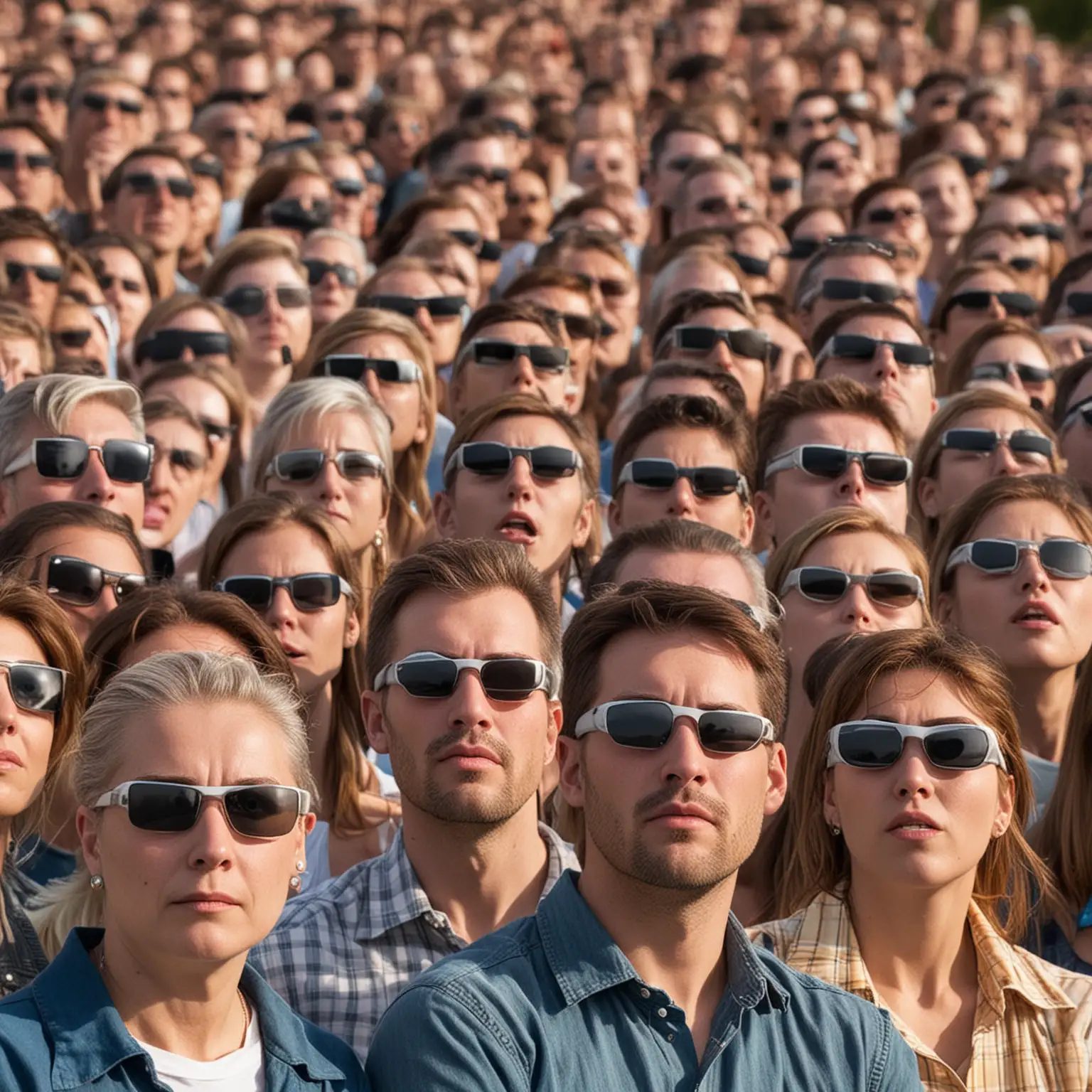 Eclipse Watchers with Surreal Gaze