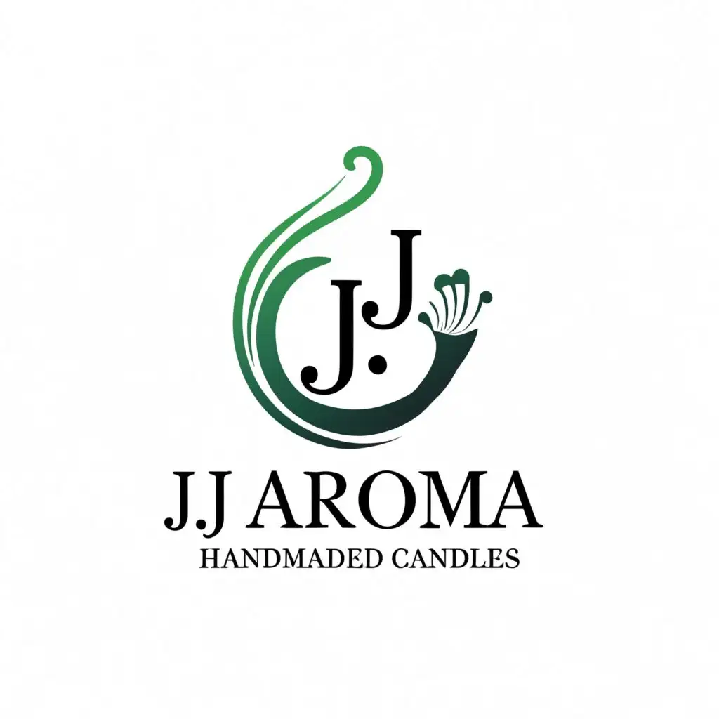 a logo design,with the text "J.J Aroma Handmade Candles", main symbol:Peacock Feather,Moderate,clear background
