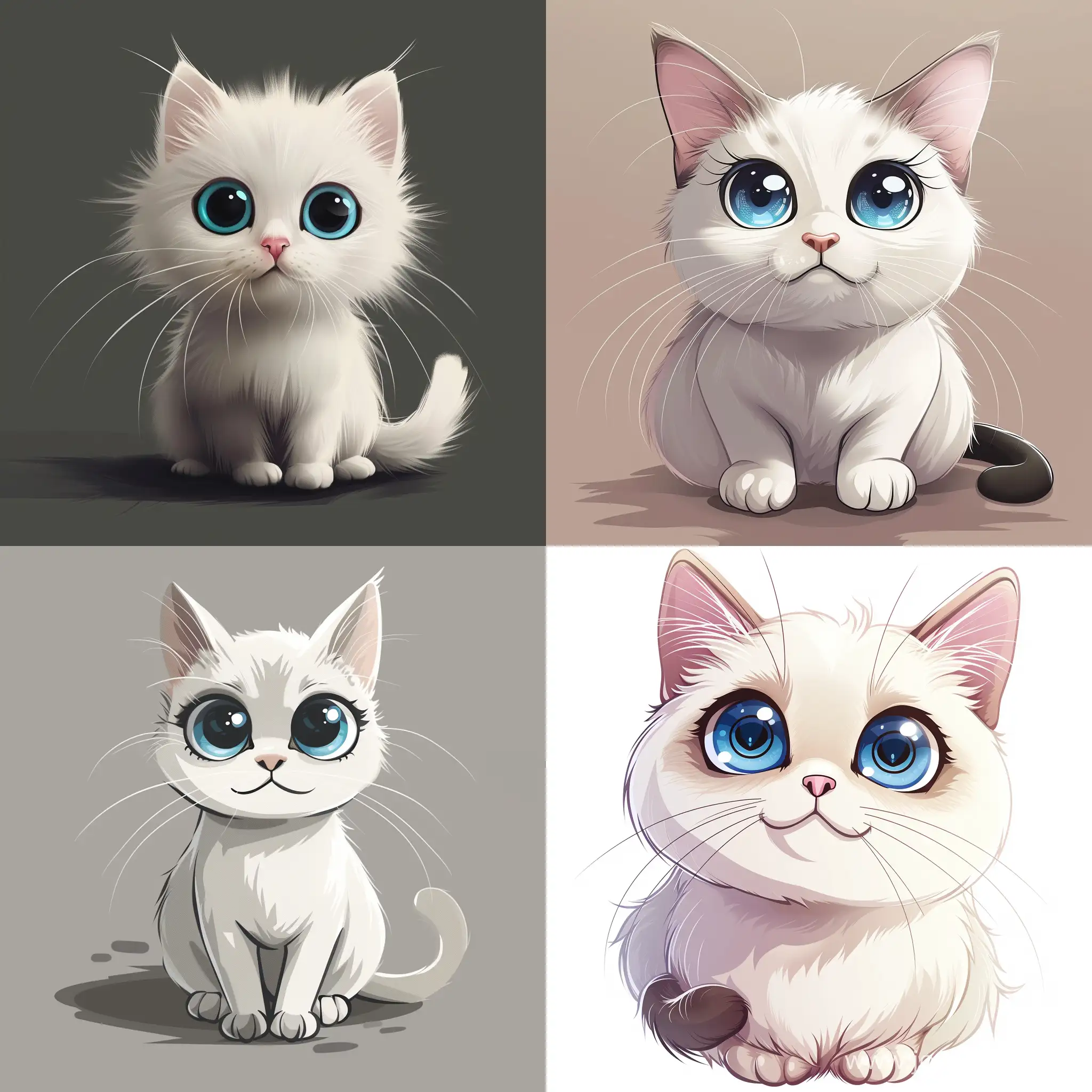 i want a simple illustration of a white Scottish cat with big blue eyes