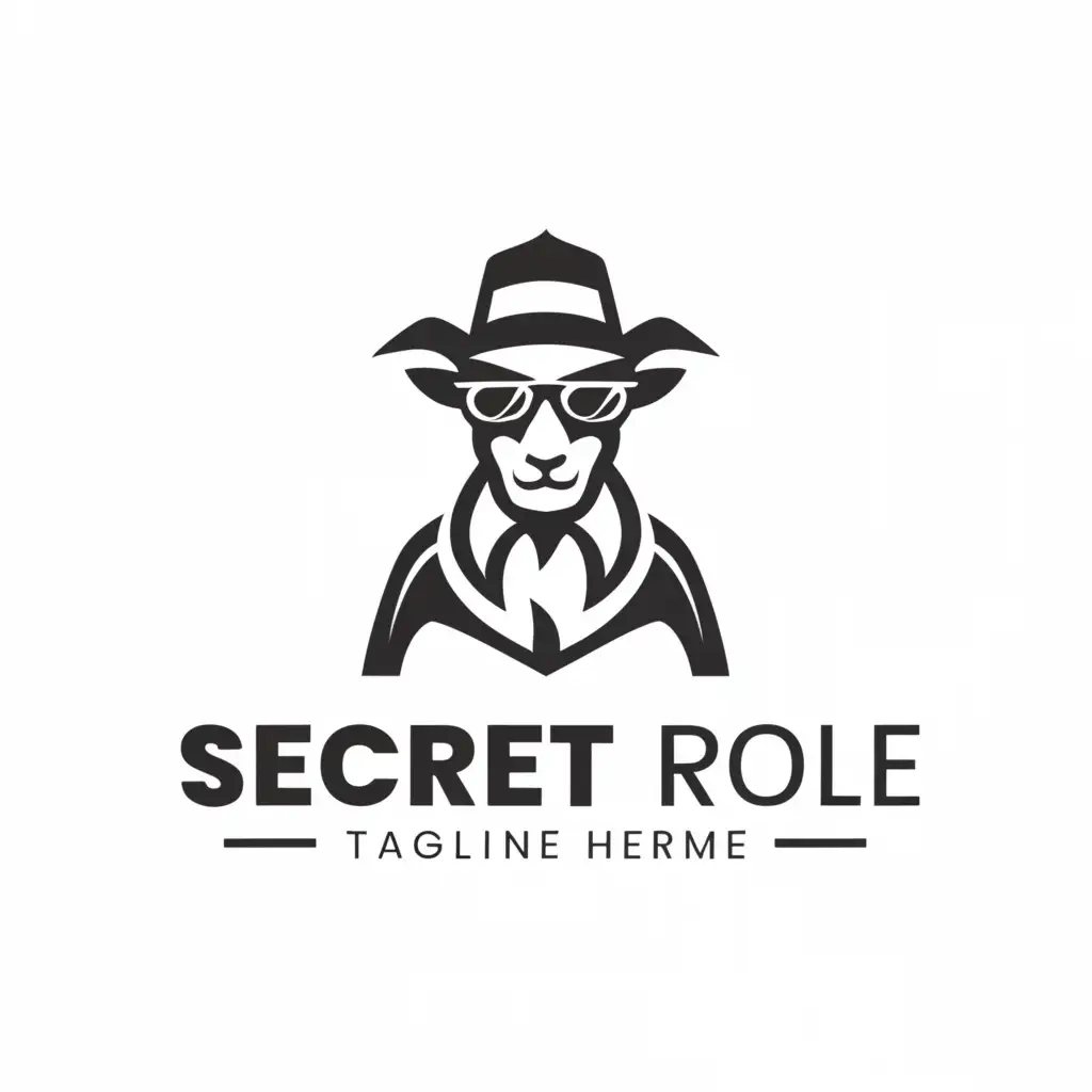 a logo design,with the text "Secret Role", main symbol:Lamb who is a spy with dark glasses and hat,Moderate,be used in Events industry,clear background