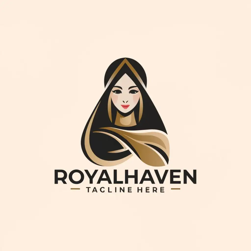 a logo design,with the text "royal haven", main symbol:woman with hijab wearing an abaya,Moderate,be used in Beauty Spa industry,clear background