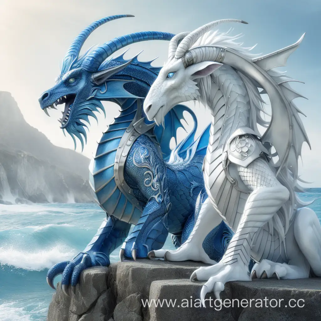 A white metal dragon and a blue sea goat met.