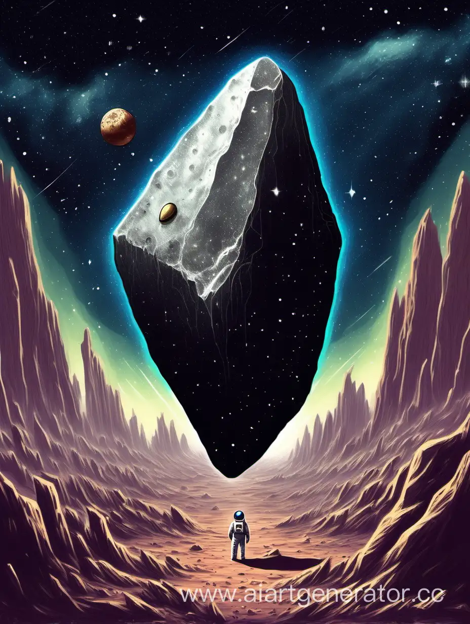 one big stone in space with hat