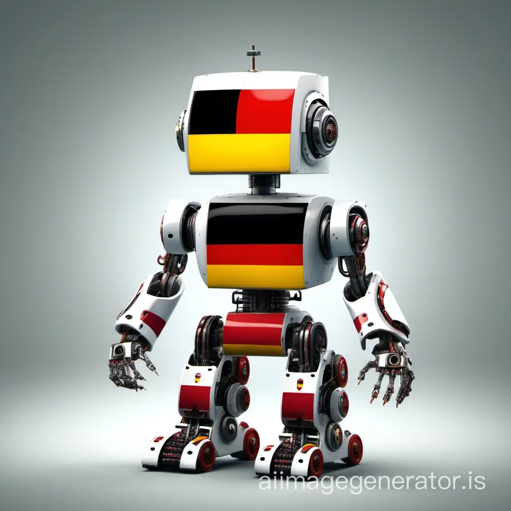 un robot para competencias con colores de la bandera de alemania