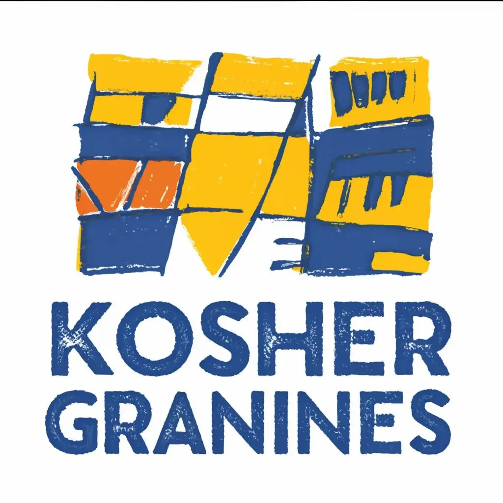 logo, Israel, yellow, blue, white, Paul Klee, with the text "Kosher Grannies", typography, be used in Automotive industry