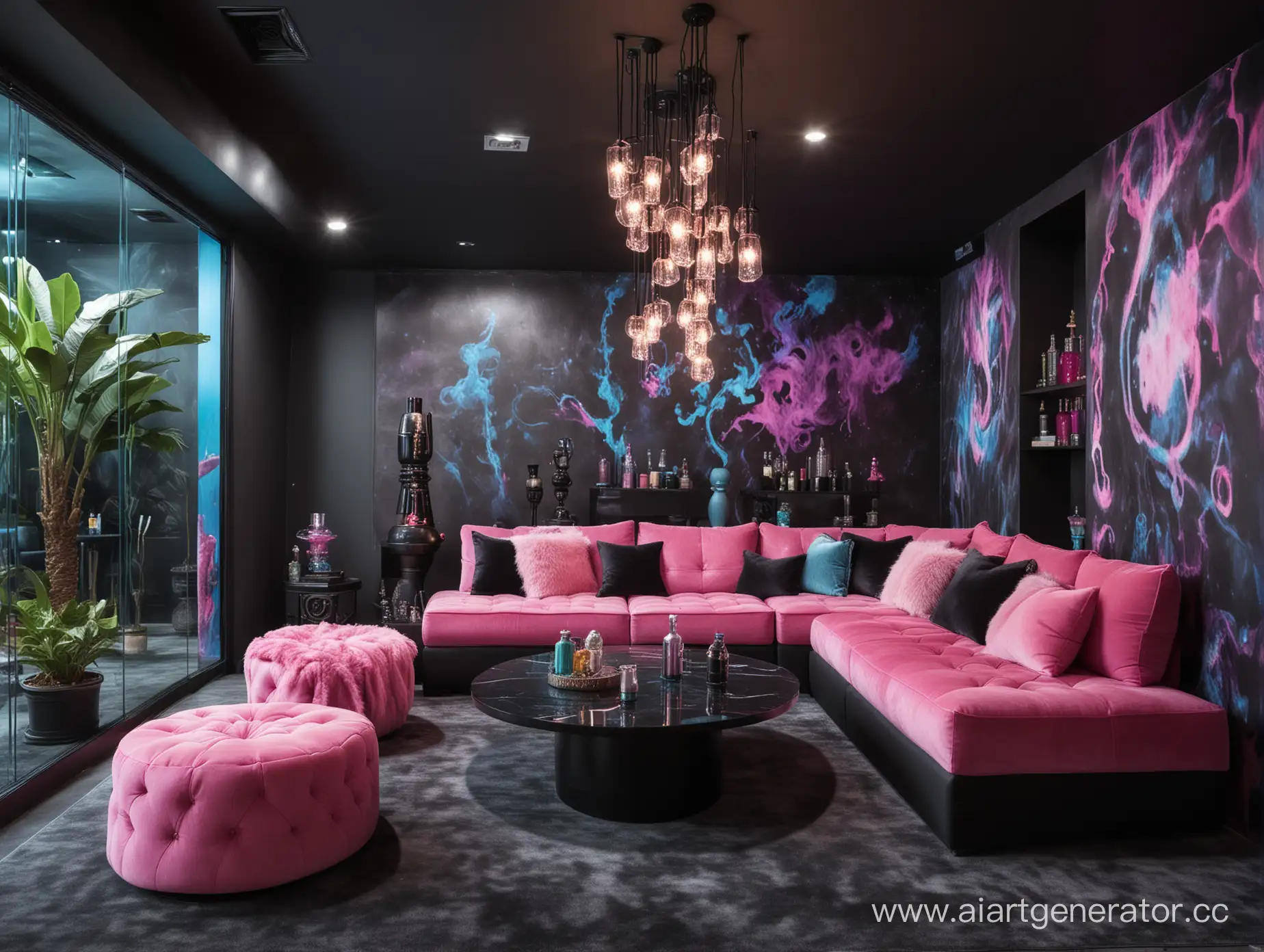 Modern-Space-with-Hookahs-in-Black-Pink-and-Blue