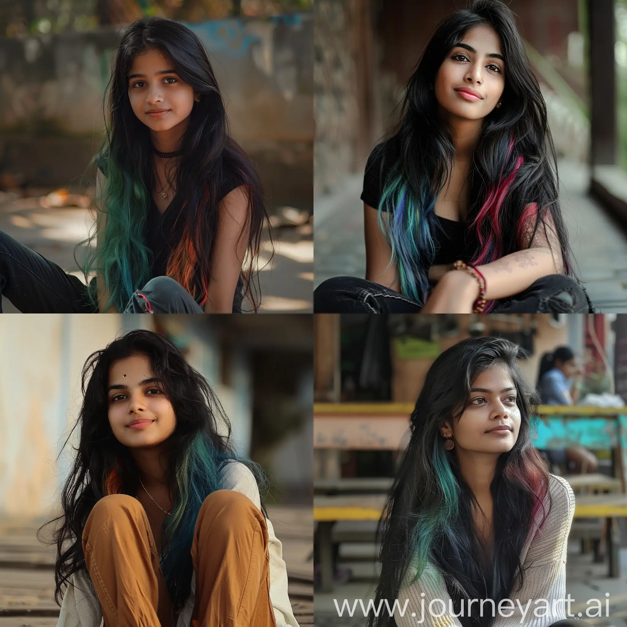 BEAUTIFUL AND ATTRACTIVE MUMBAI TEENAGER GIRL 19 YEARS OLD , cute, smart, Instagram model, looking gorgeous, long black hair, little bit colourful hair, warm, sitting in marine lines marathi girl