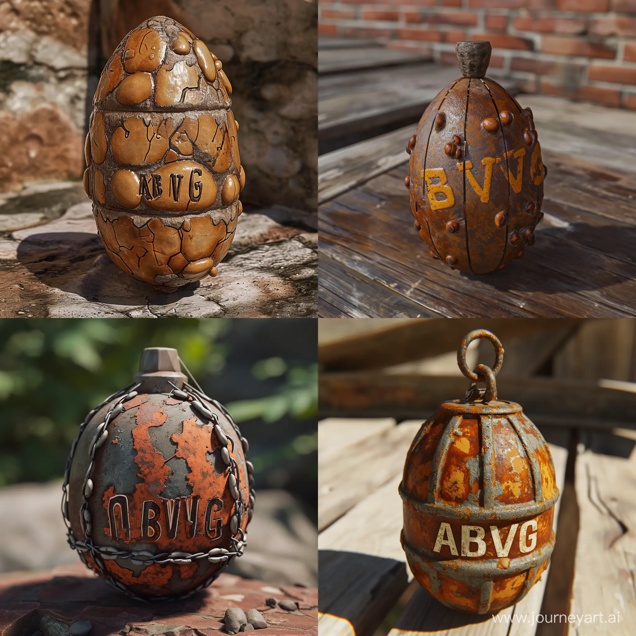 создания бобовой гранаты из игры Rust с надписью "ABVG"