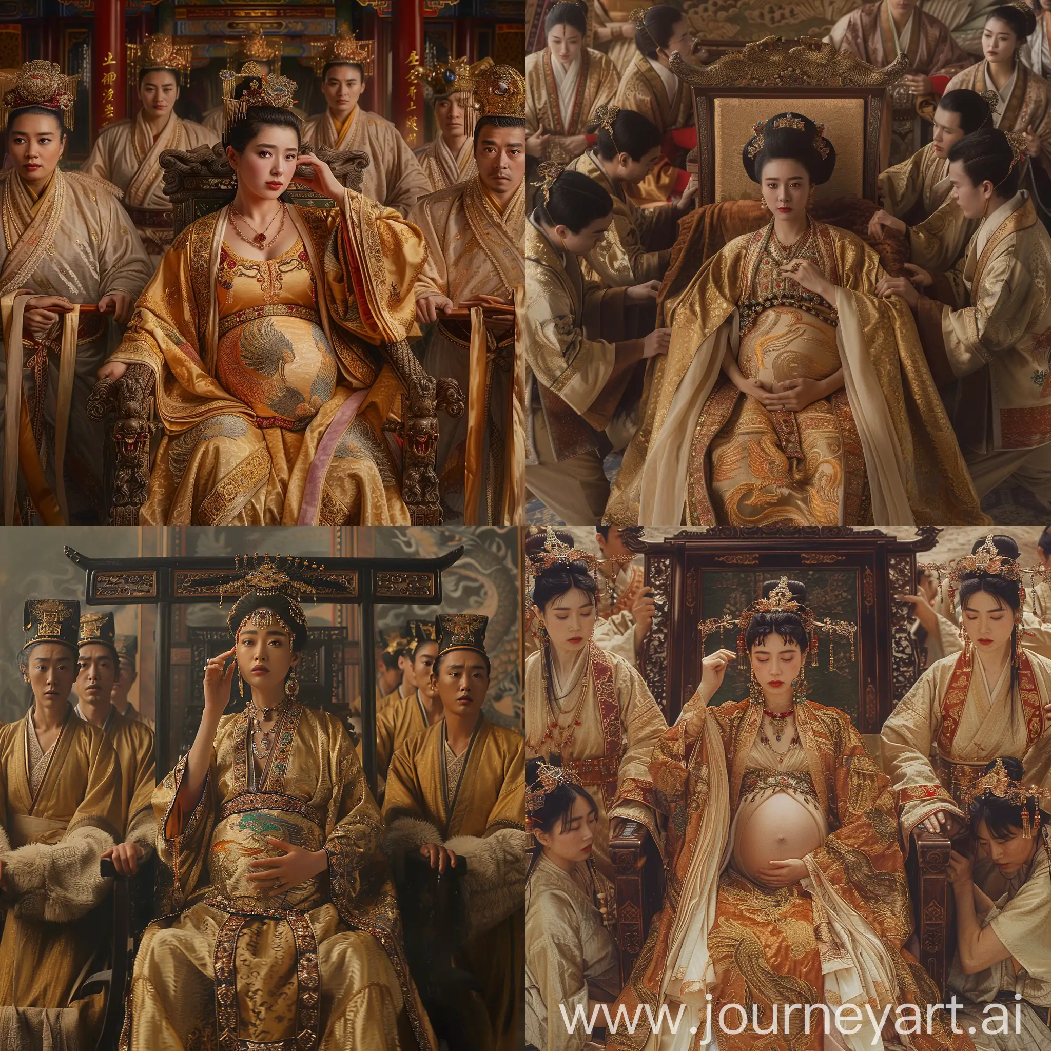 Empress-Wu-Zetians-Sedan-Chair-Procession-Pregnant-Empress-in-Hanfu-Luxury