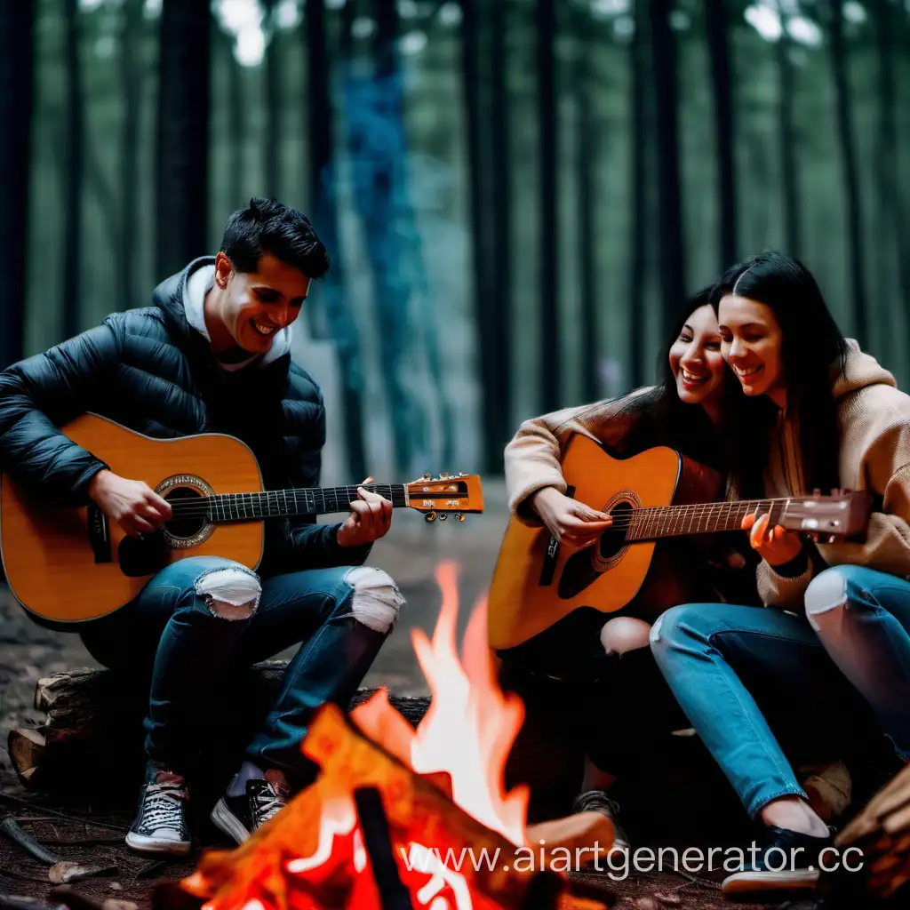Forest-Friends-Enjoying-Music-by-the-Campfire