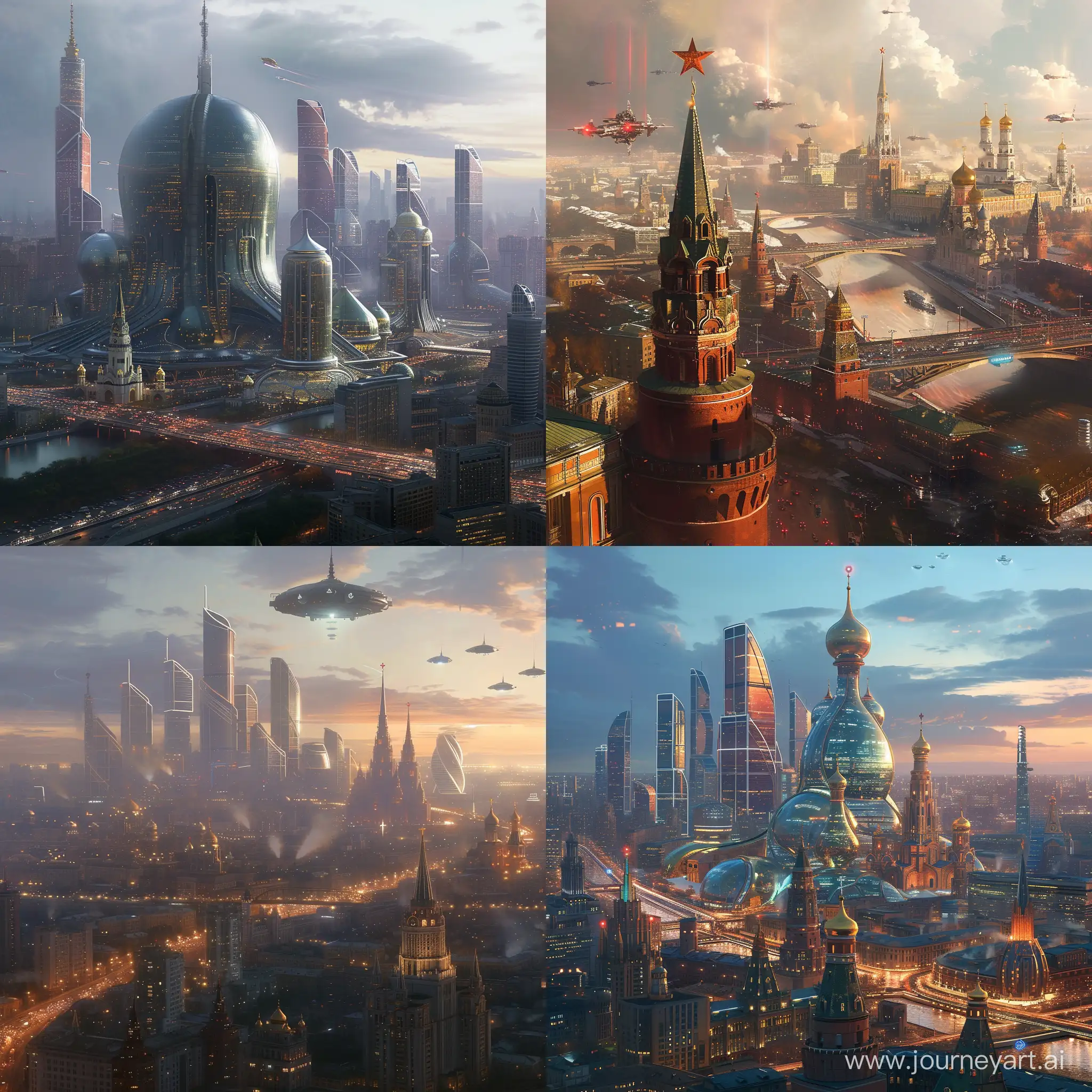 Futuristic Moscow by Greg Rutkowski and Craig Mullins
