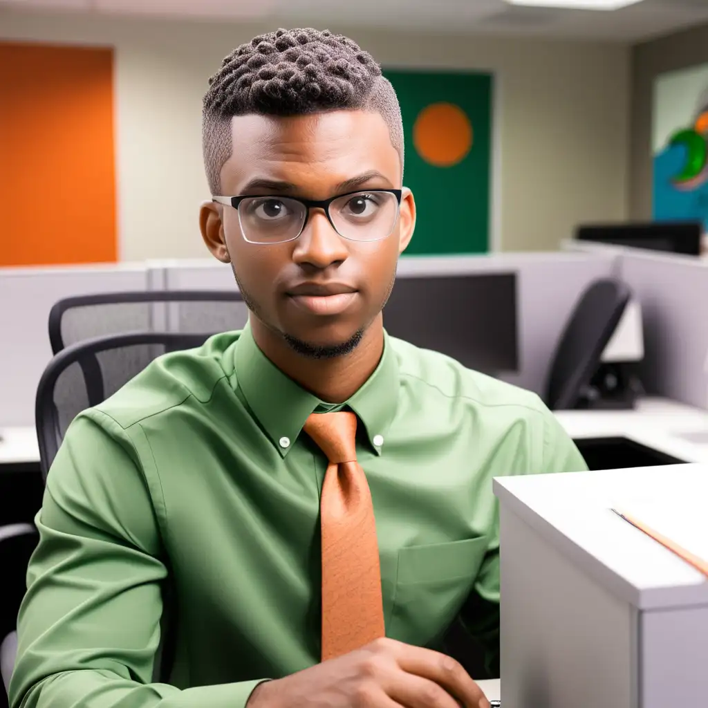 young male florida a&m university professor working in office with short hair