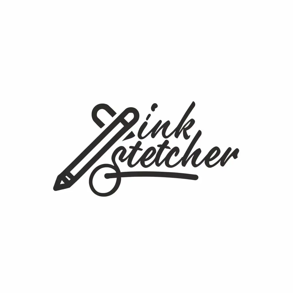 a logo design,with the text "Ink Sketcher", main symbol:a thick and thin line trailing from pen tip.
Ink Sketcher.,Minimalistic,be used in Internet industry,clear background