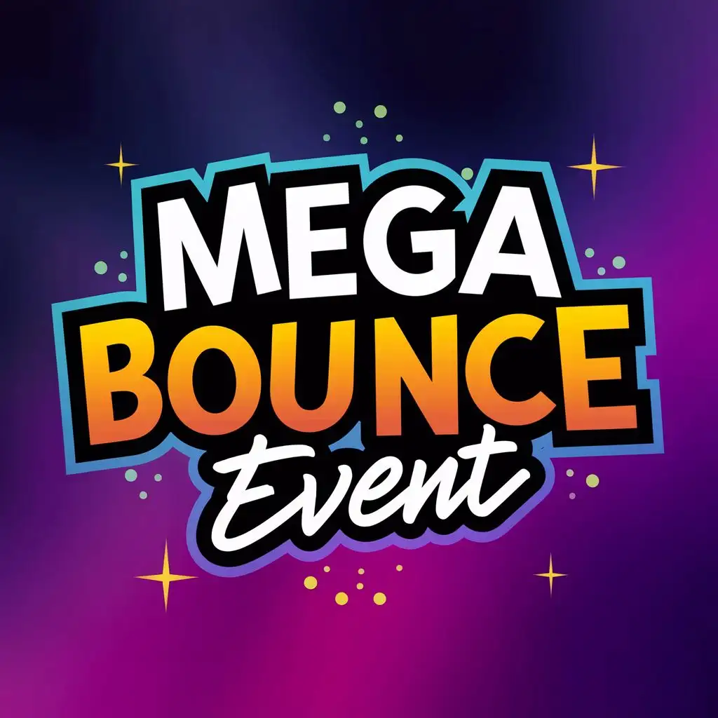 logo, Exciting and bright, with the text "Mega Bounce Event", typography, be used in Entertainment industry
