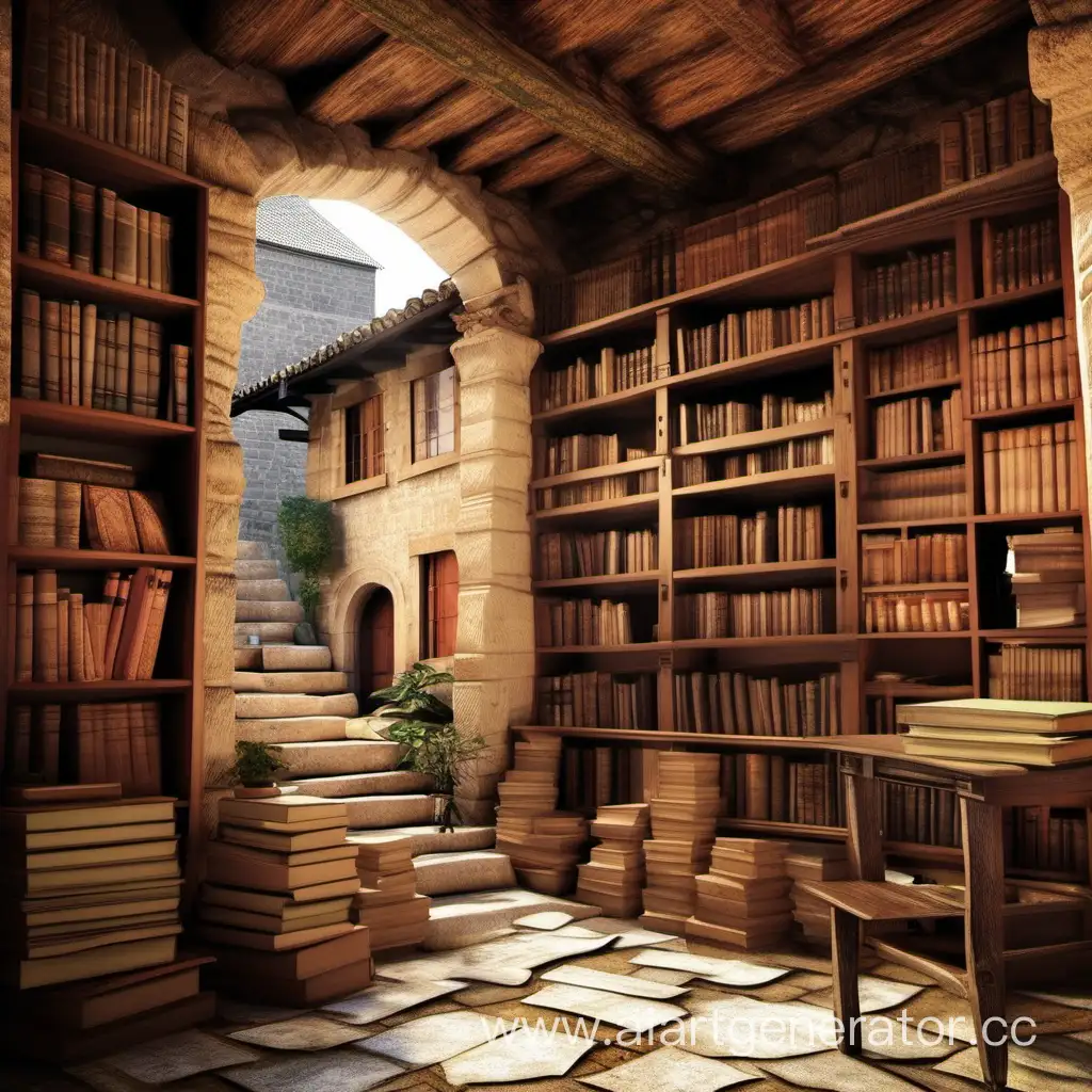 Старинные дома и книги
