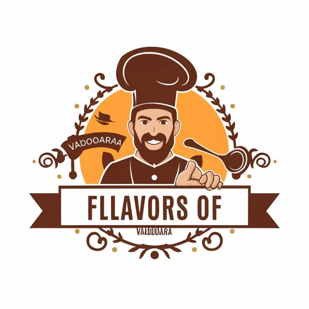 logo, CHEF, with the text "Flavors Of Vadodara", typography, be used in Restaurant industry