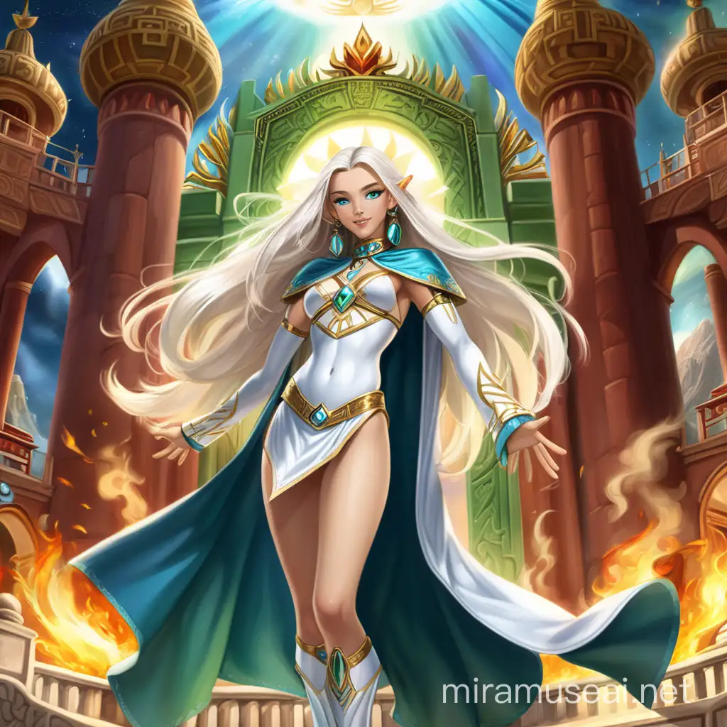 Empress Goddess in Black Bikini with Fiery Wings and Throne