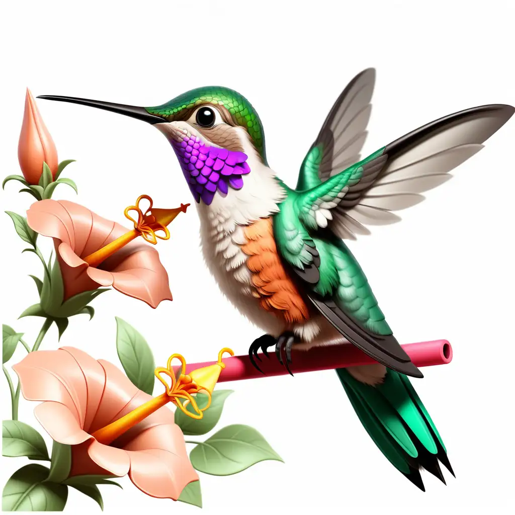 Colorful Hummingbird Clipart on Transparent Background