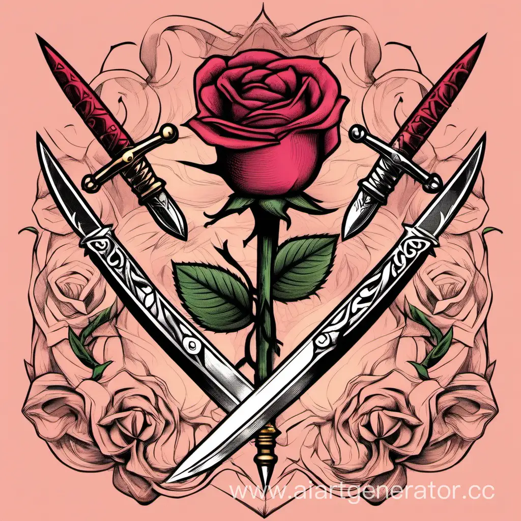 Romantic-Red-Rose-and-Intriguing-Dagger-Still-Life