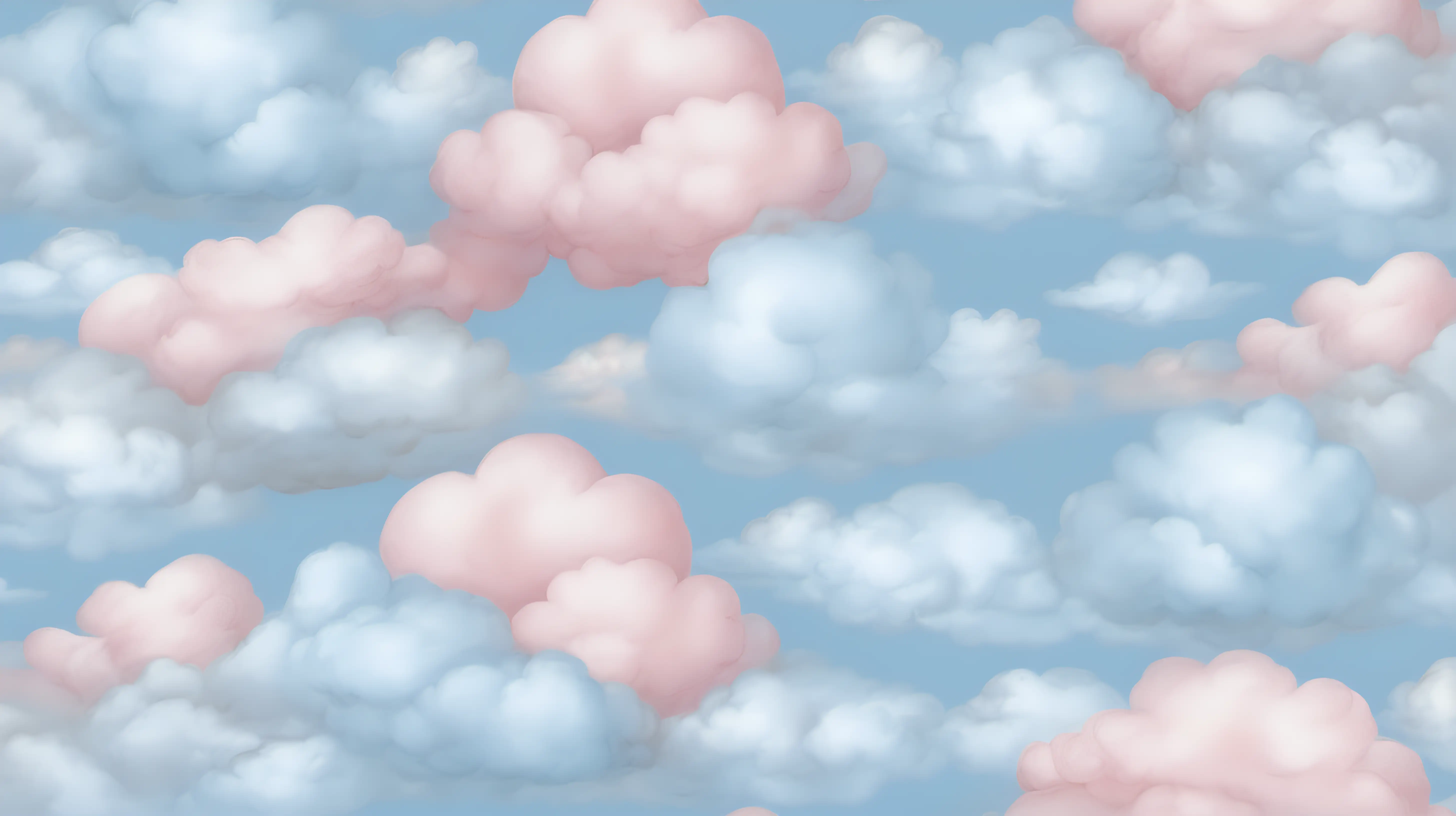 Tranquil Pastel Blue and Pink Dreamy Cloud Pattern
