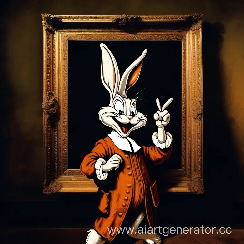 Bugs bunny dans un tableau de rembrandt