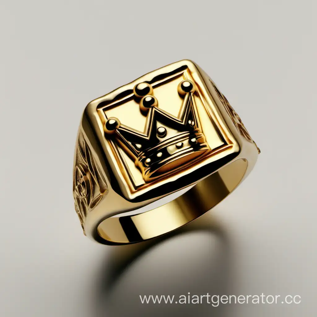 Luxurious-Gold-Rectangular-Signet-Ring-with-Majestic-Crown-Image