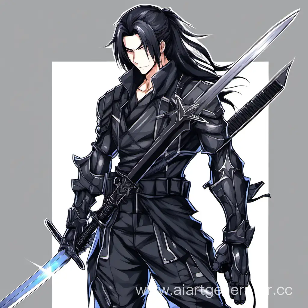 Tall-Man-in-Black-Combat-Armor-Wielding-Ninja-Sword-Honkai-Star-Rail-Art-Style