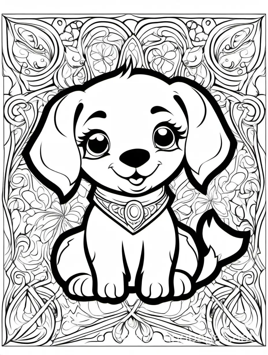 Detailed-Puppy-Coloring-Page-Black-and-White-Line-Art-for-Adults-and-Kids