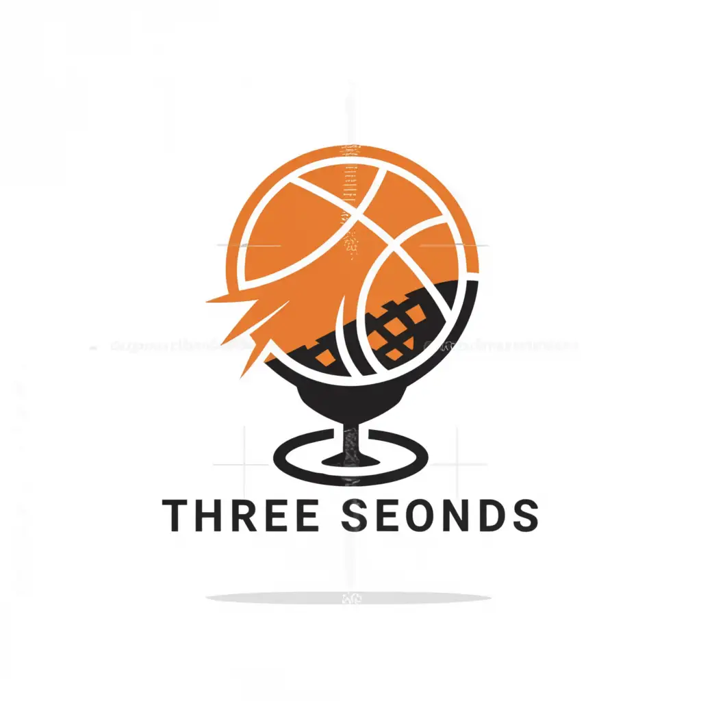 a logo design,with the text "Three Seconds", main symbol:Basketball ball in the form of a microphone,Moderate,be used in Sports Fitness industry,clear background