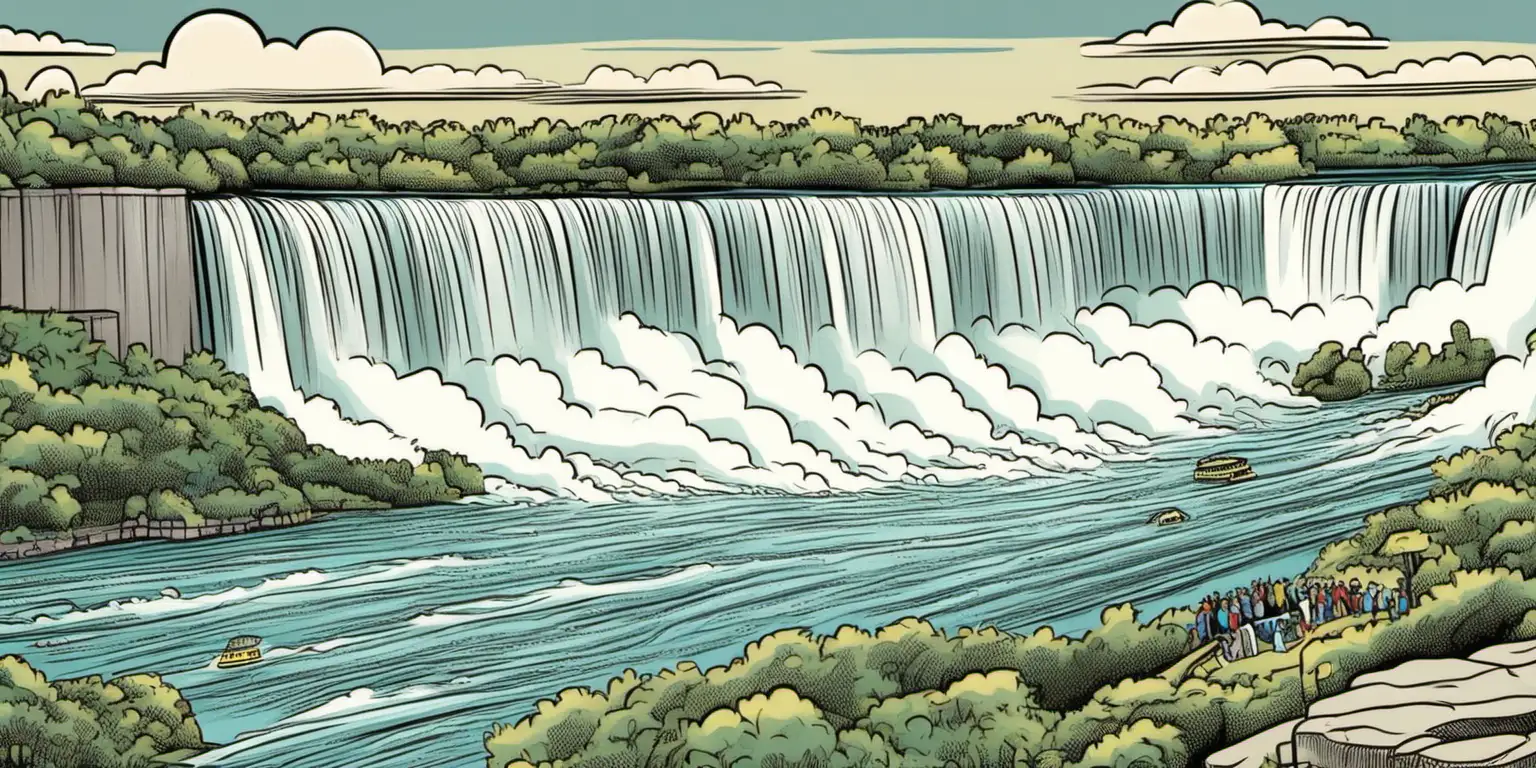 Colorful Cartoon Illustration of the Majestic Niagara Falls