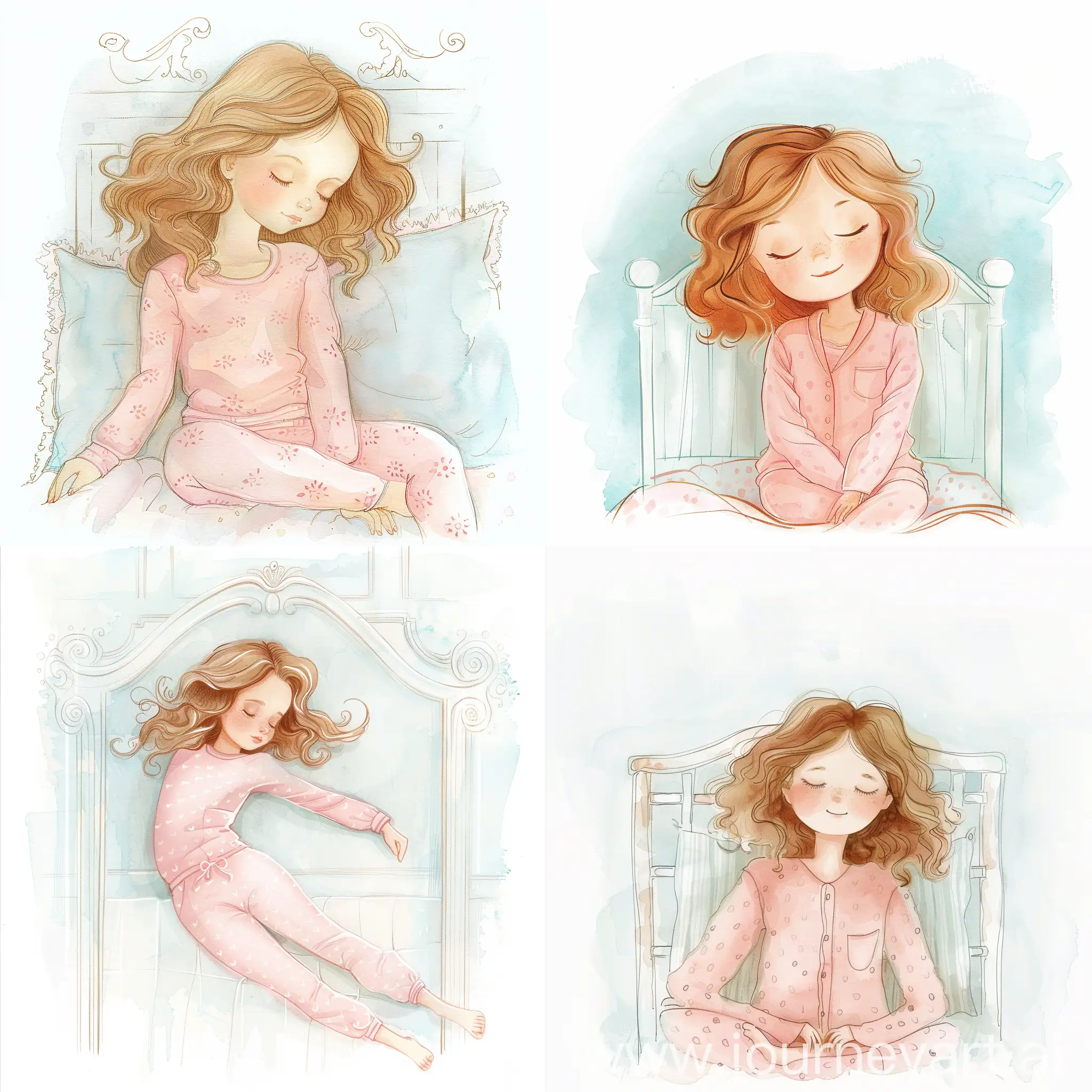 Adorable-Artist-Girl-Resting-in-Delicate-Blue-Bedroom