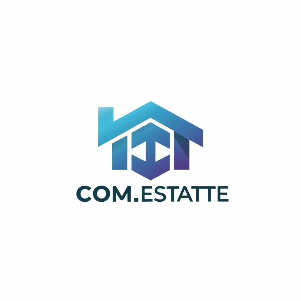 a logo design,with the text "COM.estate", main symbol:home icon,Moderate,be used in Real Estate industry,clear background