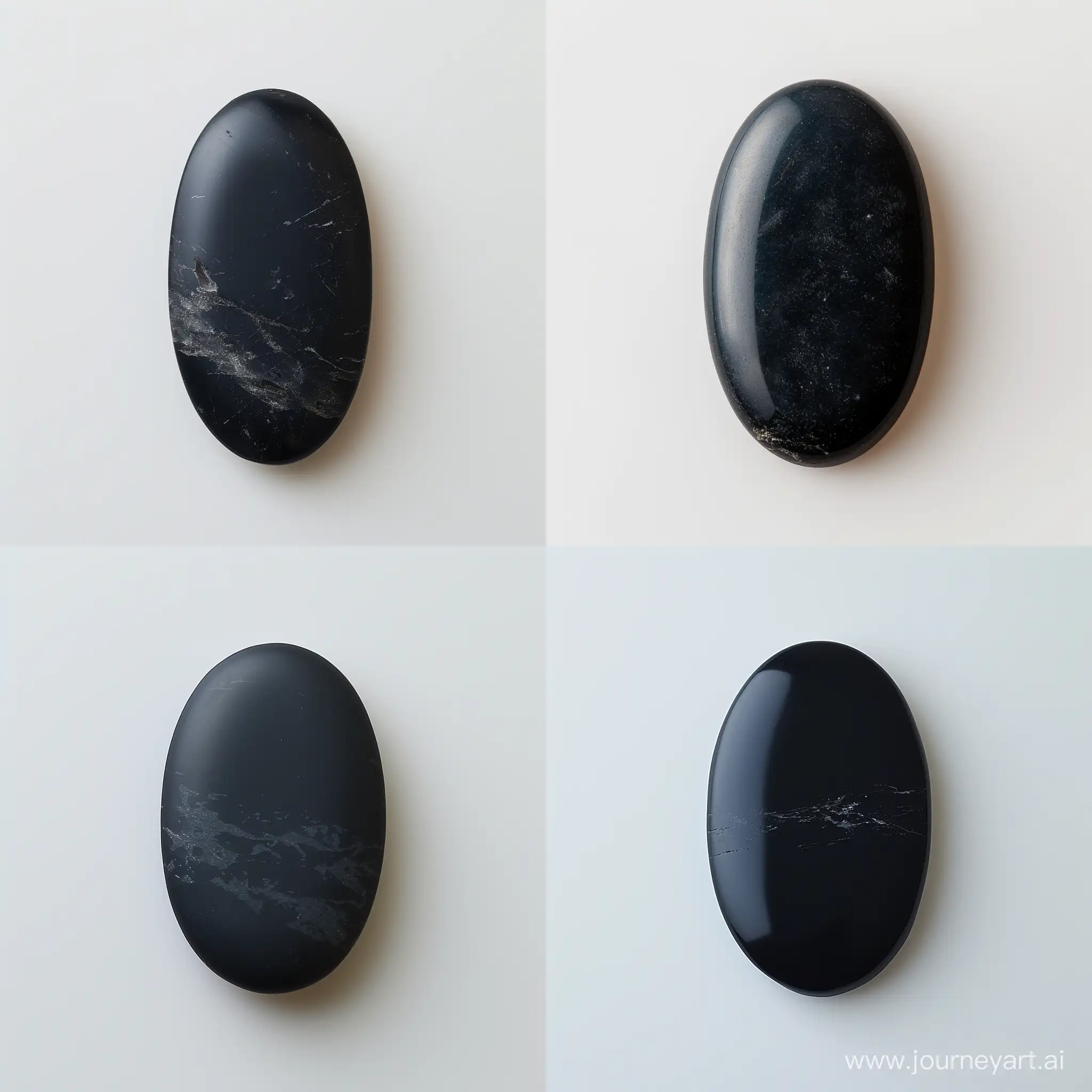 Elegant-Oval-Matte-Black-Stone-on-White-Background
